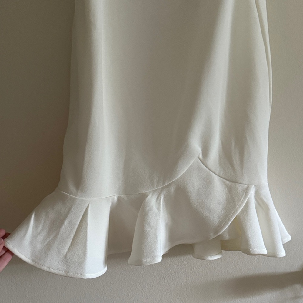 Hello Molly VELVET ROSES DRESS WHITE Ruffle Hem Medium - Picture 8 of 11